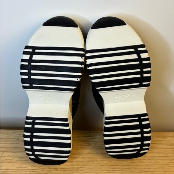 Zara‎ Trafaluc Slide Sandals Black/White with Jute Woman’s 35/Fits US 6.5-7 - Picture 8 of 8